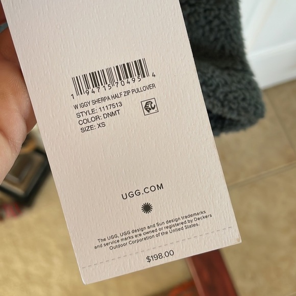 Brand New UGG Iggy Sherpa Half Zip Pullover Fleece Hooded Jacket Green Maroon - Picture 12 of 14